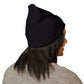Embroidered Cannabis Leaf Cuffed Beanie — Classic Knit Winter Hat