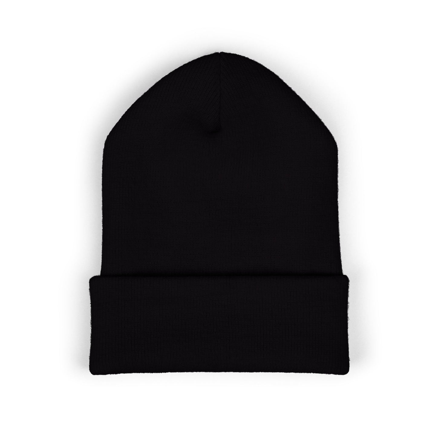 Embroidered Cannabis Leaf Cuffed Beanie — Classic Knit Winter Hat